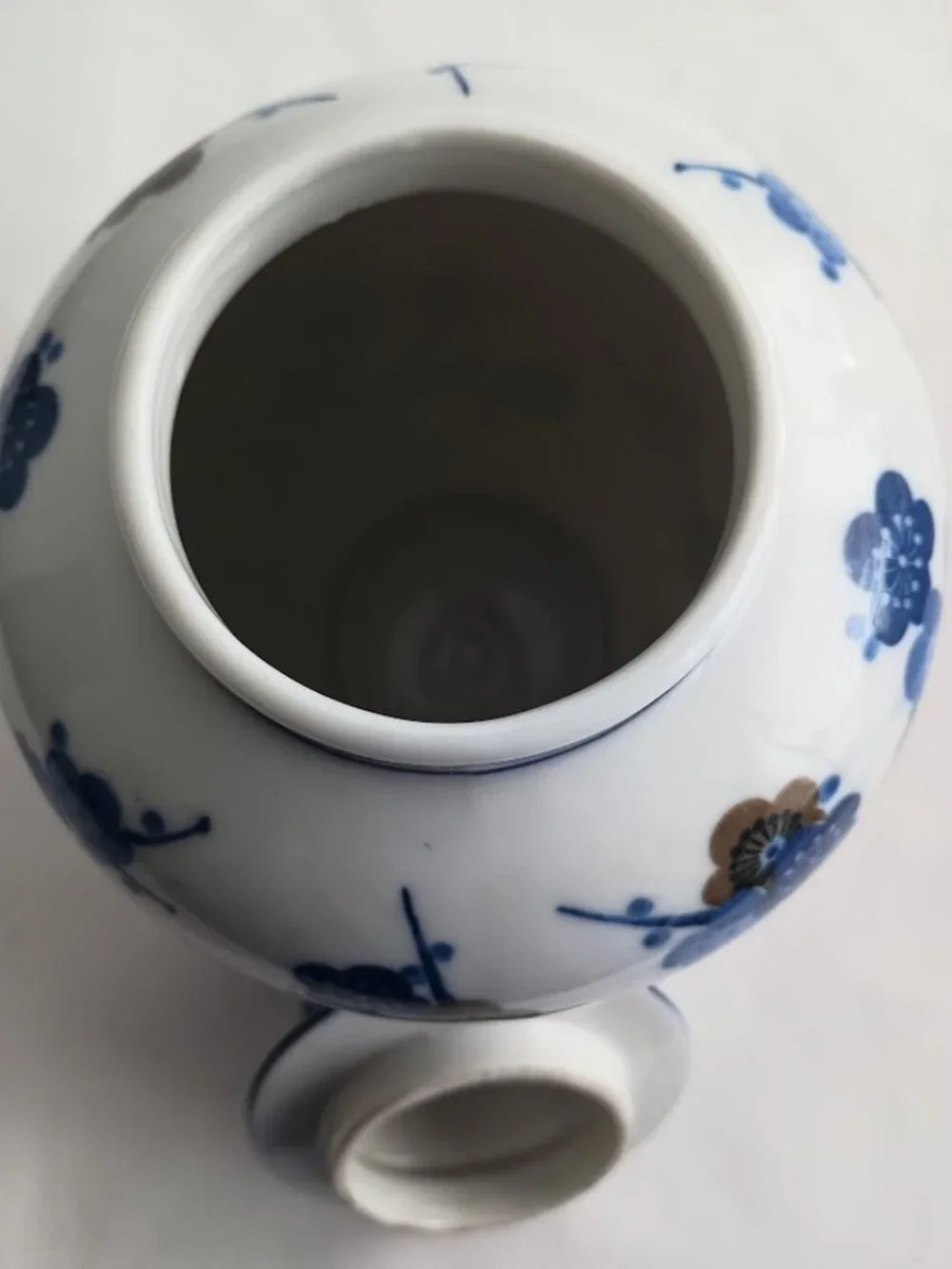 Vintage Blue and White Porcelain Ginger Jar, Tea Caddy with Lid